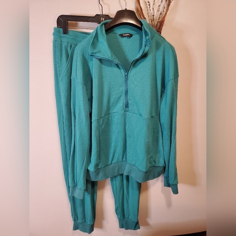 Teal Ribbed Set